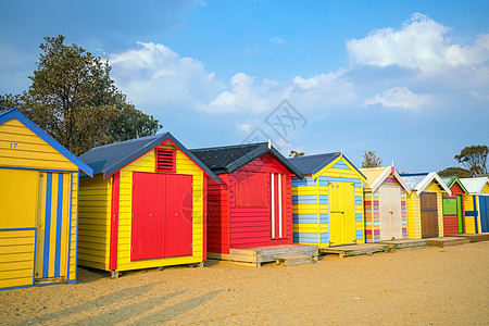 墨尔本Brighton海滩多彩的海滩别墅 清除 海滨图片