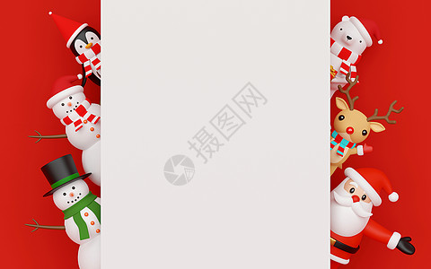 圣诞快乐 新年快乐圣诞老人和圣诞人物与复制 space3d 渲染图片