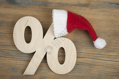 红圣诞节帽 带有百分数符号白边 冬天 标签 优惠券图片