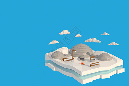 雪中房屋的 3D 插画家 3d 渲染低多边形几何 Lowpoly 极简风格艺术 插图 假期图片