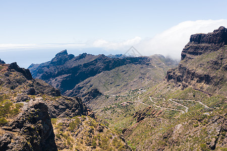 山景 特内里费岛山区的道路 西班牙加那利群岛 美丽的 蓝色的图片