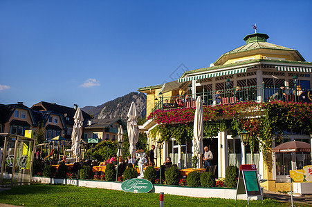 2018年10月8日 奥地利萨尔茨卡默古特阿尔卑斯山市中心Pap Genofe咖啡馆图片