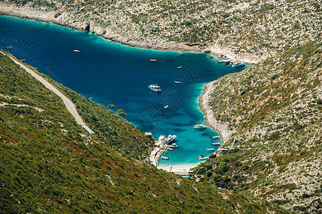 Zakinthos岛的Porto Vromi Zakinthos岛的视觉 希腊最好的海滩 游艇和海洋 爱奥尼亚人 美丽的图片