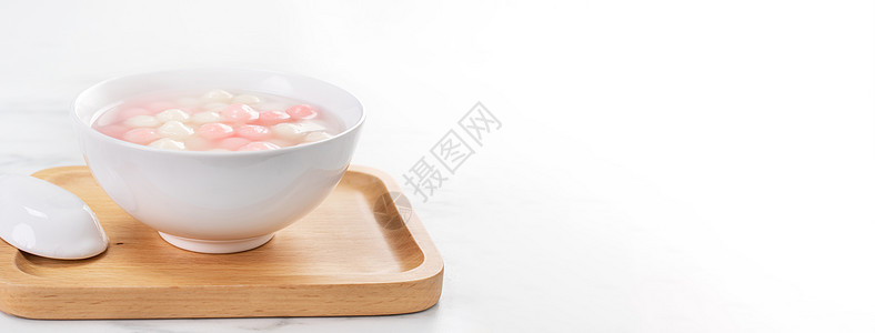唐家宝 丹吉昂 美味的红白大米球 在一小碗里 亚洲传统节日食品 为中国冬令节提供 关闭 元宵图片