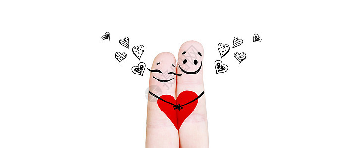 爱的情侣欢乐的手指情侣 庆祝情人节 3D插图 女孩 女士图片