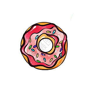 白色孤立背景上不同颜色釉面的糖果甜甜圈彩色图的插图图片