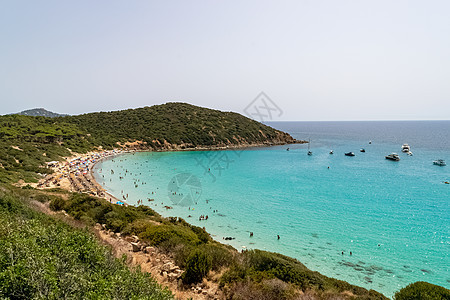 南撒丁海的美丽全景观光 太阳 海滨 旅行 海岸线 日落图片