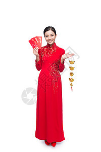 一位穿着传统节服Ao Dai Tet节日 月经新年的美丽的亚洲妇女图片