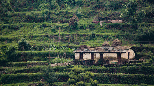 山上小屋的风景 古老和传统的建房方式 笑声 图片