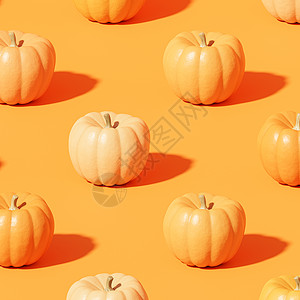 橙色背景上的南瓜图案 用于秋季假期或 sales3d rende 广告 柔和的图片