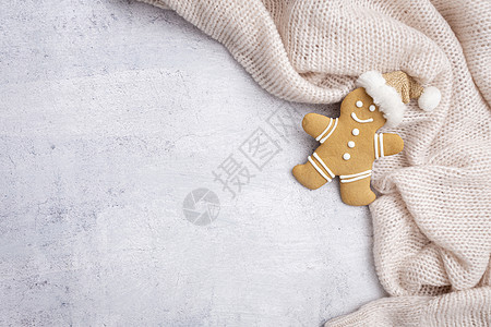 姜饼加杯热巧克力和圣诞糖果甘蔗 饼干 新年 马克杯图片