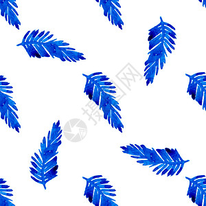 蓝色圣诞水彩分支松树无缝模式 手绘花卉树枝冷杉树背景或壁纸或圣诞 Gif 枞树 插图图片