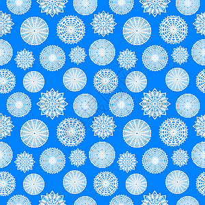 蓝色背景上的纸雪花 用于包装纸壁纸图案填充网页背景等的圣诞无缝图案 2017 年圣诞节和新年插图图片