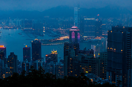香港在Victoria公园顶端的观景图片