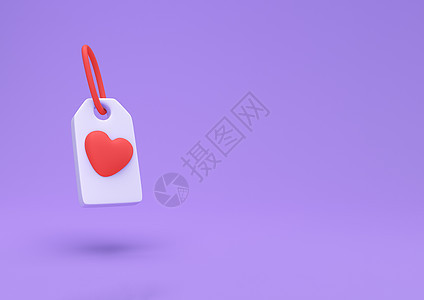 在可爱的背景上孤立的红心标记图标 爱的象征 情人节的象征 最小的创意概念 3d 插图 3d 渲染 浪漫 销售图片
