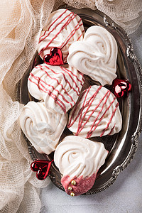 心形蛋白甜饼 庆祝 美丽的 甜点 情人节 假期 老的 母亲图片