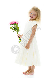 带着一束花的小女孩 美丽的 女性 班级 美丽 童年 花朵图片
