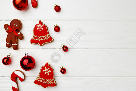 圣诞喜庆姜饼饼干 上面有彩色 可口的 喜庆的 甜的图片