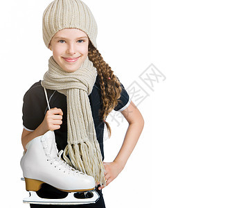穿着花样溜冰鞋的可爱小女孩 喜悦 孩子 可爱的 有趣的图片