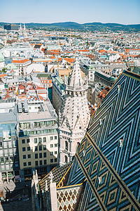 从圣史蒂芬大教堂到奥地利首都维也纳 史提芬斯广场广场 阳光明日的景象 地标 教会图片