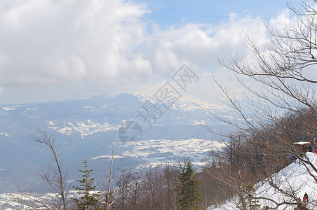冬季风景 山 暴风雪 小路 假期 森林 降雪 户外 冰图片