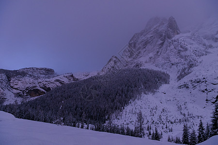 夜间阿尔卑斯山村 顶峰 冰 寒冷的 圣诞节 灯 自然图片