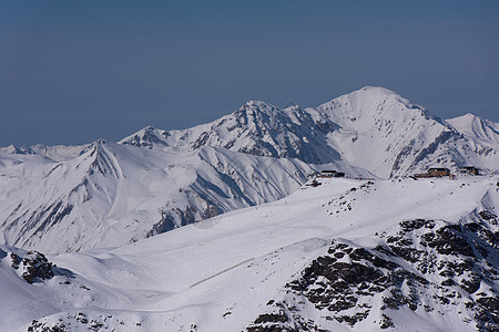 寒冬美丽的山地风景 阿尔卑斯山 山脉 冰 蓝色的图片