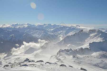 冬季山脉的广度景色 滑雪 寒冷的 太阳 季节 旅游图片