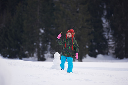 男孩做雪人 乐趣 冬天 美丽的 圣诞节 喜悦 围巾 胡萝卜图片