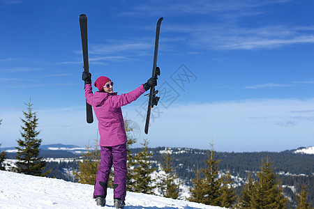 冬季妇女滑雪 自然 冬天 女性 季节 阿尔卑斯山 滑雪者 旅行图片