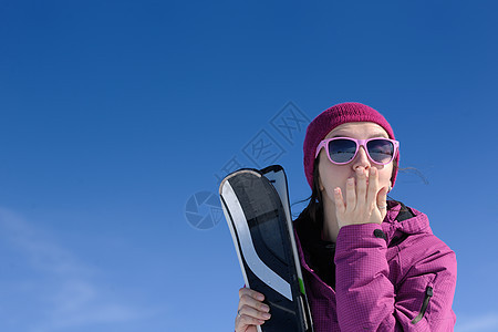 冬季妇女滑雪 假期 天空 户外 女孩 时尚 滑雪者图片