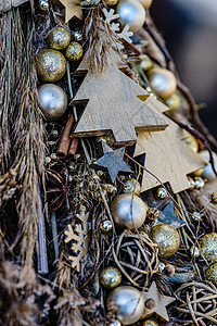 圣诞节自然构成物 蜡烛 星星 肉桂 装饰风格图片