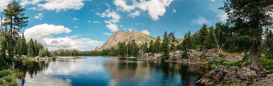 大型山湖 高山风景 湖泊和高山峰图片