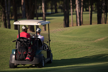 高尔夫球场的一对夫妇 家庭 闲暇 微笑 健康 运动图片