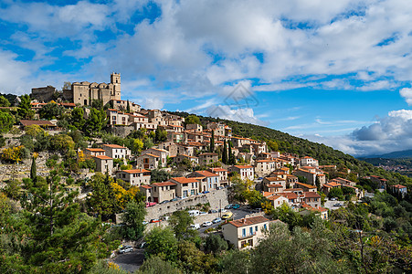 法属小山村Eus 爬坡道 欧洲 开花 东方人 加泰罗尼亚 历史背景图片