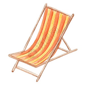 白底带红条纹的沙滩甲板椅 与白色背景隔绝图片