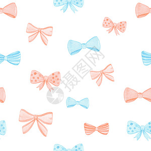 蓝色和橙色弓形无缝的布料 包装和剪贴纸 纺织品 卡片图案图片