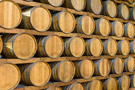 葡萄酒窖酒窖里的木桶背景