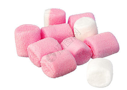 粉色和白色棉花糖甜甜 孤立在白色上 卡路里 小型的图片