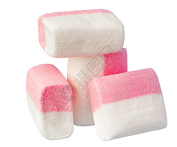 粉色和白色棉花糖甜甜 孤立在白色上 可口的 糖果图片