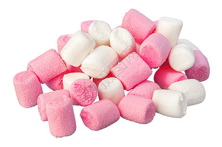 粉色和白色棉花糖甜甜 孤立在白色上 可口的 好吃图片