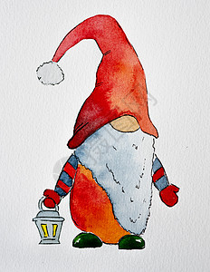 圣诞老人画 卡通片 矮人 可爱的 传统 艺术图片