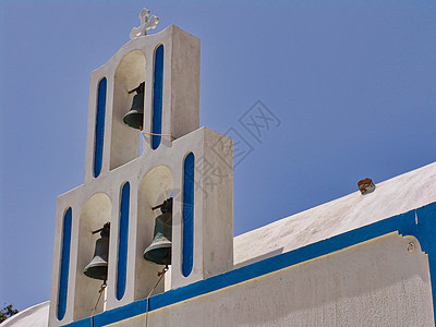 来自圣托里尼奥亚的白色和蓝色 基督教 修道院 希腊图片