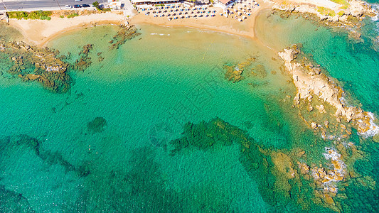 美丽的海滩有清澈的绿绿水 希腊克里特岛 天堂图片