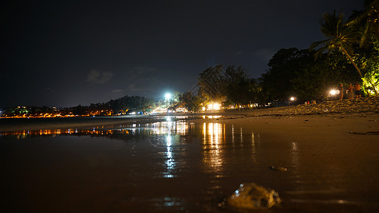 夜景海滩 有夜总会的风景 海岸 天际线 自然 岛图片