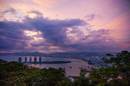 三亚凤凰机场中国海南岛景观日落视图 海洋 酒店 旅行 闲暇背景