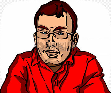穿红色衬衣戴眼镜的男人高清图片
