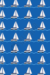 卡通 蓝色 帆船 水手 大海 背景背景图片