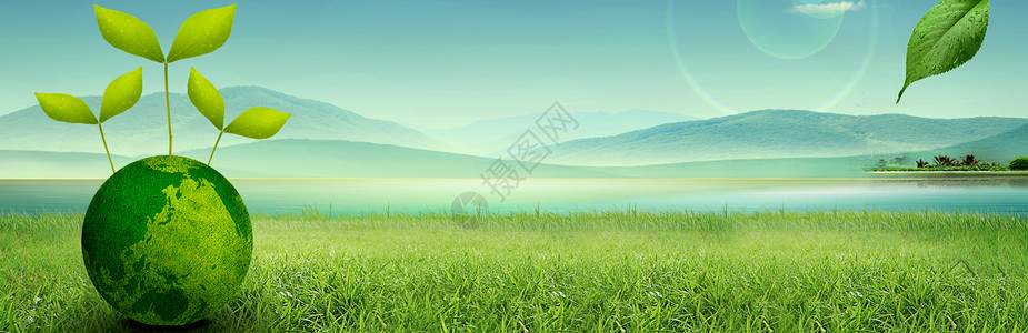 小花瓶绿色地球环保海报设计图片