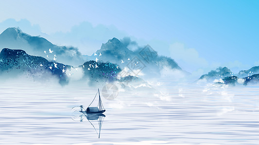 山水手绘中国风图片
